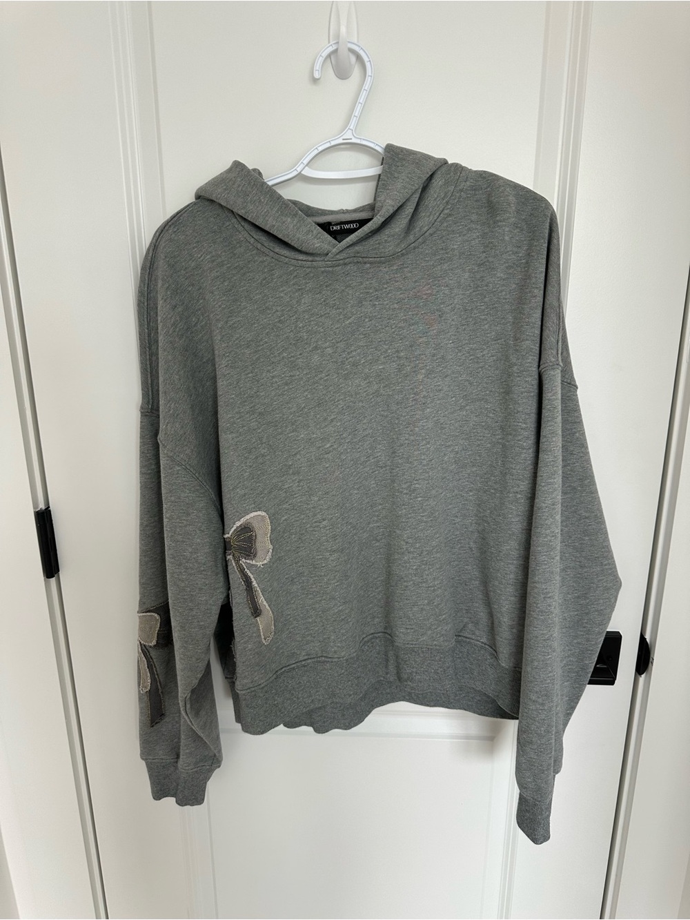 DRIFTWOOD Gray Hooded Sweatshirt with Bow Appliqués